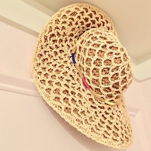 Betsy Johnson Woven Rainbow Sun Hat